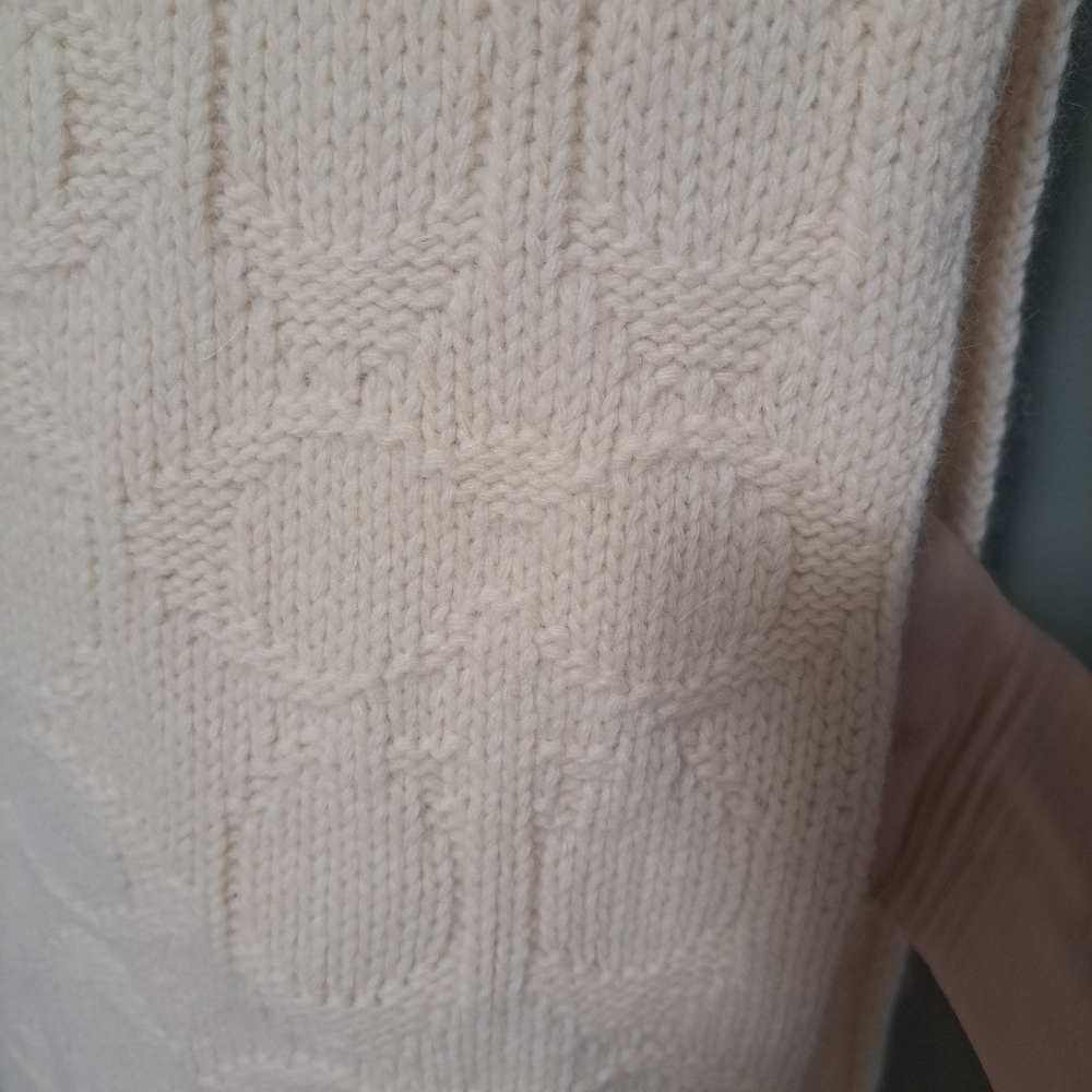 Coach Logo C Wool Angora Knit Scarf Cream NWOT - Picture 2 of 3